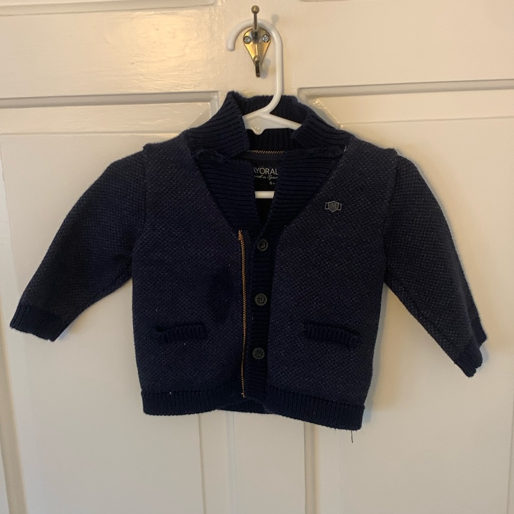 Mayoral knit cotton sweater. Navy blue. Size: 6 months